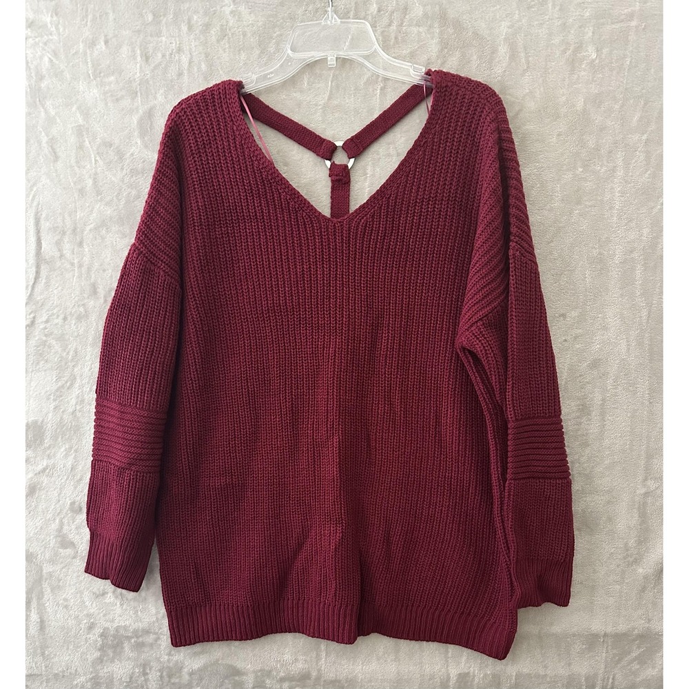 Love by Design Sweater Womens 3X Beet Red Keyhole Back Long Sleeve Pullover New